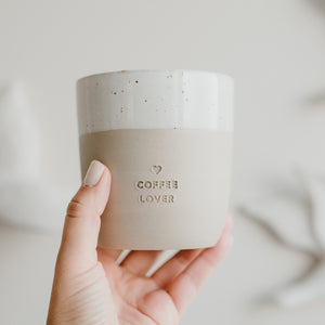 Steingut Becher Coffee Lover
